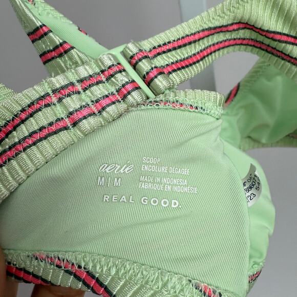 Women's Aerie Striped Bikini Top‎ Size M Green - Picture 5 of 5